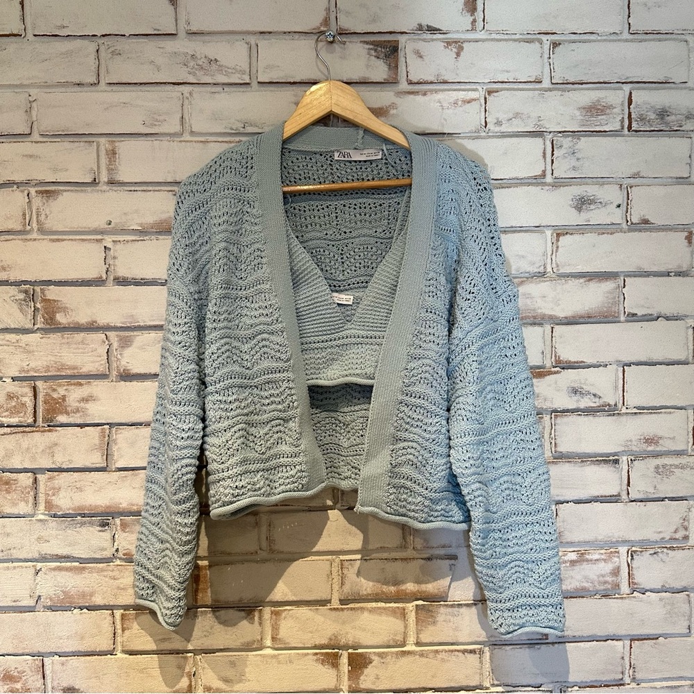 Zara Light Blue Knit Cardigan